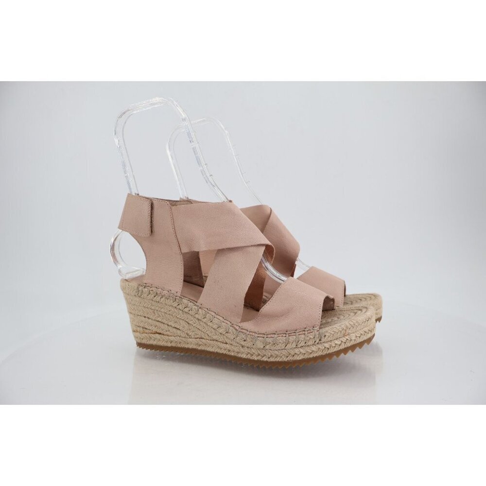 Eileen Fisher Womens Willow Sandal Size 9 Blush Leather Espadrille Wedge Heel